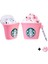 1. ve 2. Nesil Uyumlu Starbucks Figürlü Kılıf ve Pembe Pati Kablo Koruyucu Ikili Set 2