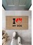 3D Baskı Özel Tasarım Kahverengi Kırmızı Kalpli I Love My Dog Kapı Paspası 1