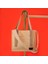 Krem Mini Tote Bag, Ön Cep Detaylı, 25 x 20 Cm, Ayarlanabilir Omuz Askılı Kadın Kol ve Omuz Çantası 1