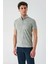 Koyu Haki Desenli Jakarlı Düğmeli Yaka Cepli Casual Slim Fit Dar Kesim Tişört 1011240176 2