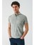 Koyu Haki Desenli Jakarlı Düğmeli Yaka Cepli Casual Slim Fit Dar Kesim Tişört 1011240176 3