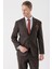 Kahverengi Desenli Armürlü Mono Yaka 4 Drop Comfort Fit Rahat Kesim Klasik Takım Elbise 1001235150 5