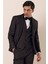 Siyah Desenli Çıkarılabilir Şal Yaka Yelekli 6 Drop Slim Fit Smokin Damatlık Takım 1001230203 4