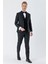 Siyah Çizgili Çıkarılabilir Şal Yaka Yelekli 6 Drop Slim Fit Smokin Damatlık Takım 1001230212 2
