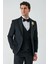 Siyah Çıkarılabilir Şal Yaka Yelekli Likralı 6 Drop Slim Fit Smokin Damatlık 1001240203 1