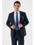 Koyu Lacivert Desenli Mono Yaka Likralı 6 Drop Comfort Fit Rahat Kesim Klasik Takım Elbise 1001240153 5