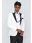 Açık Krem Desenli Armürlü Kırlangıç Yaka Astarlı Yelekli 6 Drop Slim Fit Dar Kesim Smokin Damatlık 1001220206 4