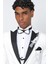 Açık Krem Desenli Armürlü Kırlangıç Yaka Astarlı Yelekli 6 Drop Slim Fit Dar Kesim Smokin Damatlık 1001220206 5