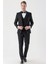 Siyah Desenli Armürlü Çıkarılabilir Mono Yaka Yelekli 6 Drop Slim Fit Smokin Damatlık Takım 1001230202 5