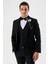 Siyah Çıkarılabilir Şal Yaka Yelekli Likralı 6 Drop Slim Fit Smokin Damatlık 1001240202 2