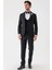 Siyah Desenli Armürlü Çıkarılabilir Şal Yaka Kruvaze 6 Drop Slim Fit Smokin Damatlık Takım 1001230214 2