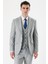 Gri Kırlangıç Yaka Yelekli Likralı 6 Drop Slim Fit Dar Kesim Klasik Takım Elbise 1001240167 5