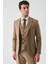 Tütün Gabardin Kırlangıç Yaka Yelekli Likralı 6 Drop Slim Fit Klasik Takım Elbise 1001240188 1