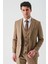 Tütün Gabardin Kırlangıç Yaka Yelekli Likralı 6 Drop Slim Fit Klasik Takım Elbise 1001240188 2
