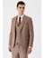 Camel Desenli Kırlangıç Yaka Yelekli 6 Drop Slim Fit Dar Kesim Klasik Takım Elbise 1001240157 3