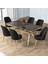 Pra Serisi 90X160 Lak Panel Antrasit Ironi Gold Ayak Masa Takımı 6 Sandalye 1