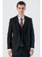 Siyah Armürlü Kırlangıç Yaka Yelekli Likralı 6 Drop Slim Fit Dar Kesim Klasik Takım Elbise 1001240150 1