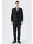 Siyah Armürlü Kırlangıç Yaka Yelekli Likralı 6 Drop Slim Fit Dar Kesim Klasik Takım Elbise 1001240150 4