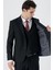 Siyah Armürlü Kırlangıç Yaka Yelekli Likralı 6 Drop Slim Fit Dar Kesim Klasik Takım Elbise 1001240150 5
