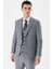 Gri Desenli Kırlangıç Yaka Yelekli 6 Drop Slim Fit Dar Kesim Klasik Takım Elbise 1001240157 2