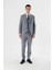 Gri Desenli Kırlangıç Yaka Yelekli 6 Drop Slim Fit Dar Kesim Klasik Takım Elbise 1001240157 4