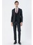 Siyah Mono Yaka Çift Yırtmaç Yelekli 6 Drop Slim Fit Dar Kesim Basic Takım Elbise 1001240186 4