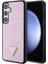 Galaxy S24 Plus Uyumlu Kılıf Guess Lisanslı Taşlı Arka Yüzey Üçgen Logolu Kapak Pembe 2