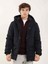 Lacivert Erkek Regular Fit Düz Kapüşonlu Mont - 96984 1