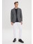 Regular Fit Rahat Kesim Kırlangıç Yaka Desenli Blazer Ceket 2