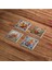 Mavi Floral Tile Desen, Tilki ve Sincap Temalı Doğal Taş Traverten Bardak Altlığı 4 Lü Set 3
