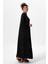 Uzun Kol Oylum Robalı Uzun Yazlık Müslin Elbise Siyah Syh 4