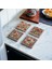 Kırmızı Floral Tile Desen Temalı Doğal Taş Traverten Bardak Altlığı 4 Lü Set 4