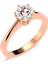 Altıgen Tek Taş Pırlanta Montür Rose Gümüş Yüzük 1