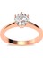 Altıgen Tek Taş Pırlanta Montür Rose Gümüş Yüzük 2