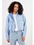 Kadın Marla Sky Blue Oversize Geniş Kesim Jean Ceket 1