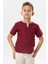 Kısa Kol Şile Bezi Bisiklet Yaka Yazlık Erkek Çocuk Tshirt Koyu Bordo 3068 1