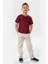 Kısa Kol Şile Bezi Zımbalı Yazlık Erkek Çocuk Tshirt Koyu Bordo 3068 4