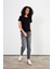 Kadın Rachel Siyah Bisiklet Yaka Slim Fit Basic Ribana Tişört 4