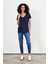 Kadın Boyfriend Lacivert V Yaka Regular Fit Modal Tişört (Lyocell) 3
