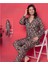 Leopar Desenli Düğmeli Pijama Takım Kadın 1