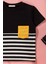 Çizgili Garnili Cepli Siyah Tshirt Şort Takım 3