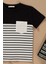 Çizgili Garnili Cepli Siyah Tshirt Şort Takım 2