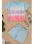 Batik Yıkamalı Mavi Tshirt Şort Takım 1