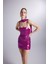Parlak Kumaşlı Mini Vivid Elbise Pembe 1