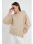 Bej Hoodie, Oversize Hoodie, Kadın Hoodie, Cepsiz Hoodie 3