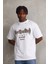 Unisex Kuşgözü Detaylı Baskılı Oversize T-Shirt - Beyaz 2