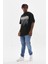 Unisex Baskılı Oversize T-Shirt - Siyah 4