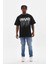 Unisex Baskılı Oversize T-Shirt - Siyah 5