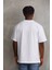 Unisex Baskılı Oversize T-Shirt - Beyaz 2