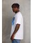 Unisex Baskılı Oversize T-Shirt - Beyaz 4